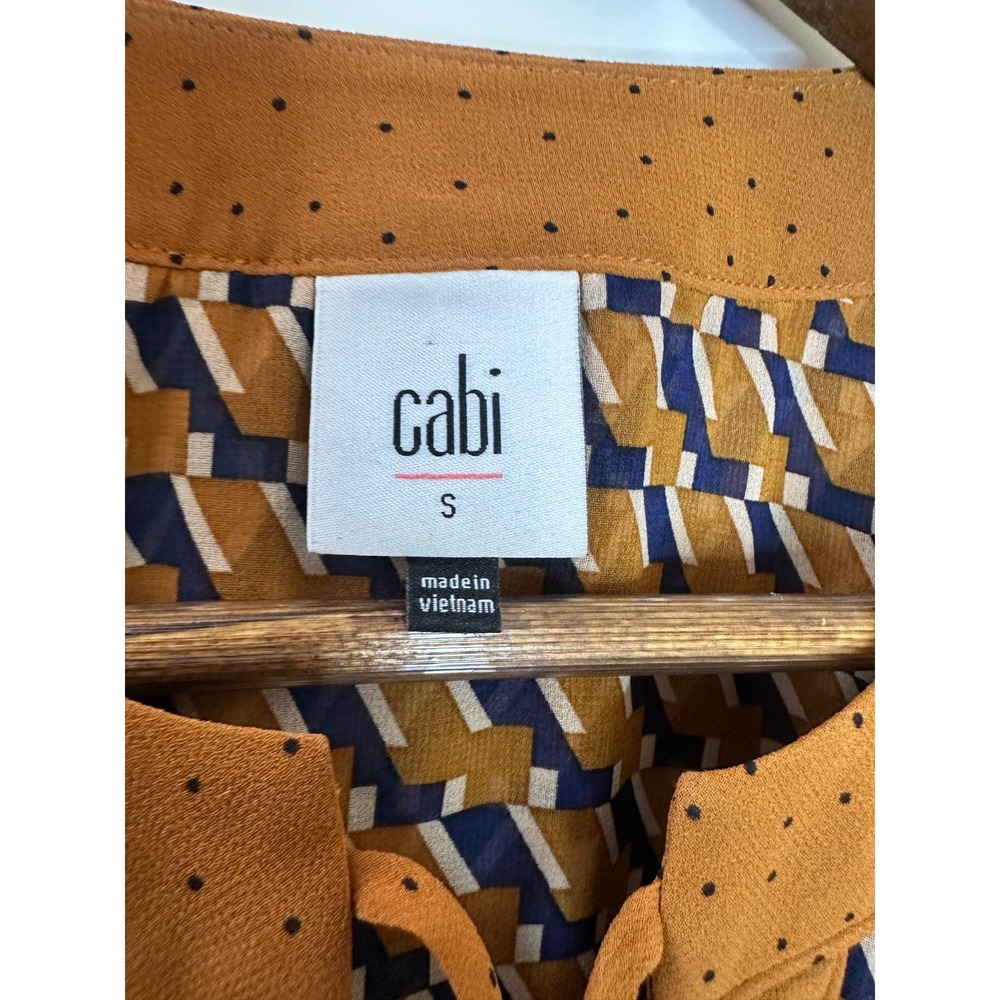 Cabi Harmony Blouse Sheer Golden Eye Floral Ruffle Long Sleeve 3953 Size Small - Picture 7 of 11